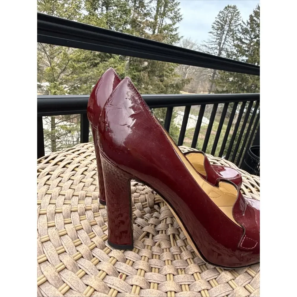 Kate Spade Burgundy Leather Heels Made In Italy 9 US Platform Pump Retro 40s